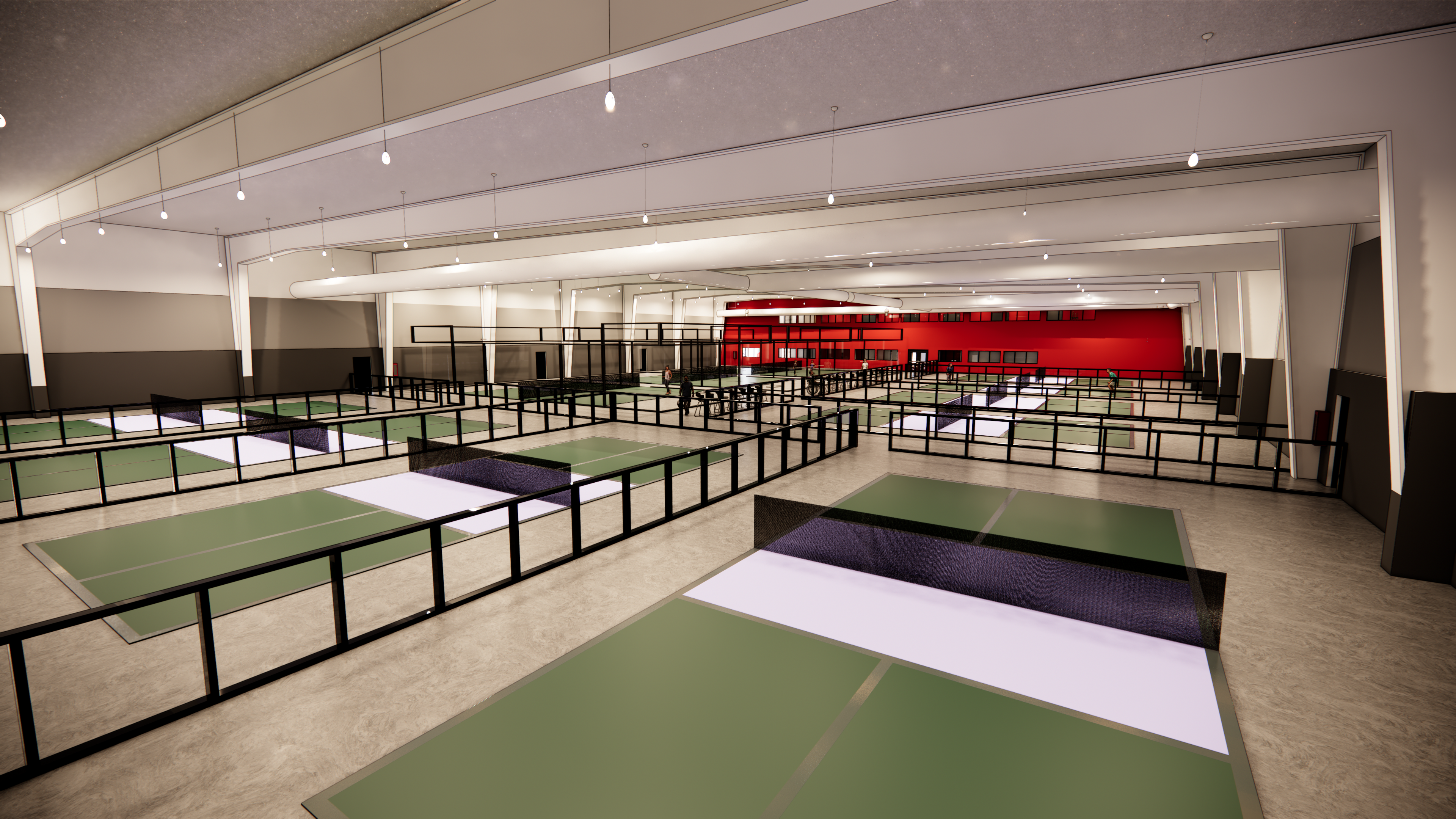 Indoor pickleball courts at The Pickleball Grove